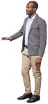 African man with short hair standing and gray jacket - people cutouts - miniature