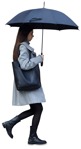 Woman in a coat walking with an umbrella on rainy day - human png - miniature